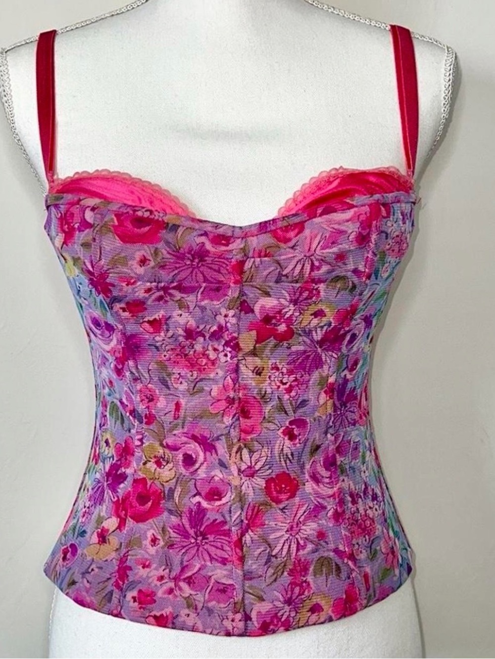 Victoria’s Secret Y2K Bustier Corset Top - Pink Floral Size medium